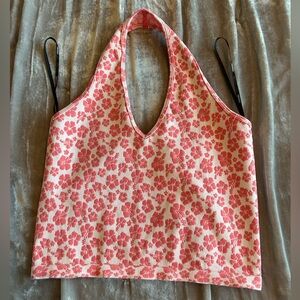 Forever 21 Pink and White Floral Halter Top